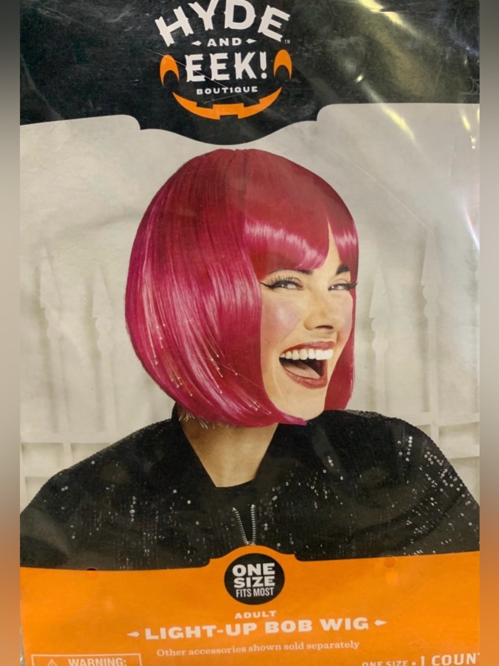 NEW Hyde and Eek! Adult Bright Pink Light Up Bob costume Wig